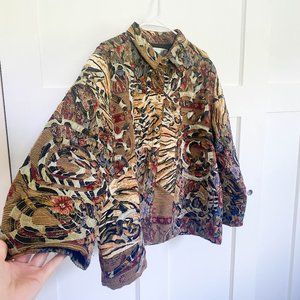Vintage Y2K 90s 80s Chicos Embroidered Quilted Jacket Size 3 mens womens